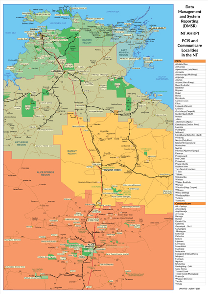 NT Remote Health Centres Map